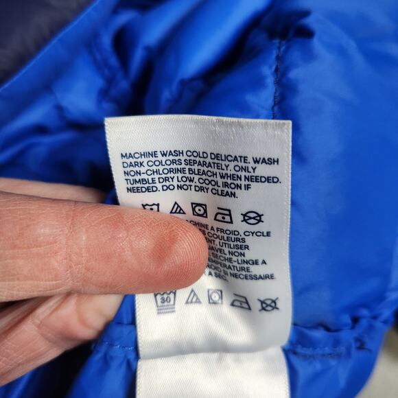 Lands End Wanderweight Puffer Jacket Womens L 14-16 Packable Zip Hood Blue - Picture 7 of 15